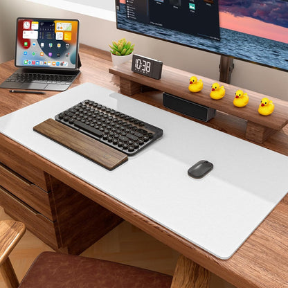 Auhoahsil Felt Desk Mat, Minimalist Large Mouse Pad XXL 35.5 x 15.7 in, Desk Matt for Desktop, Keyboard, Laptop, Computer, Office, Work from Home, Gaming, White