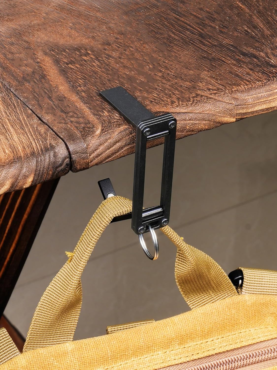 sayram ST5 Titanium Purse Hook for Table – Foldable Bag Hanger with Anti-Slip Arm – Portable Handbag Holder for Dining, Office, and Travel (Black)