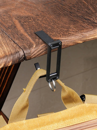 sayram ST5 Titanium Purse Hook for Table – Foldable Bag Hanger with Anti-Slip Arm – Portable Handbag Holder for Dining, Office, and Travel (Black)