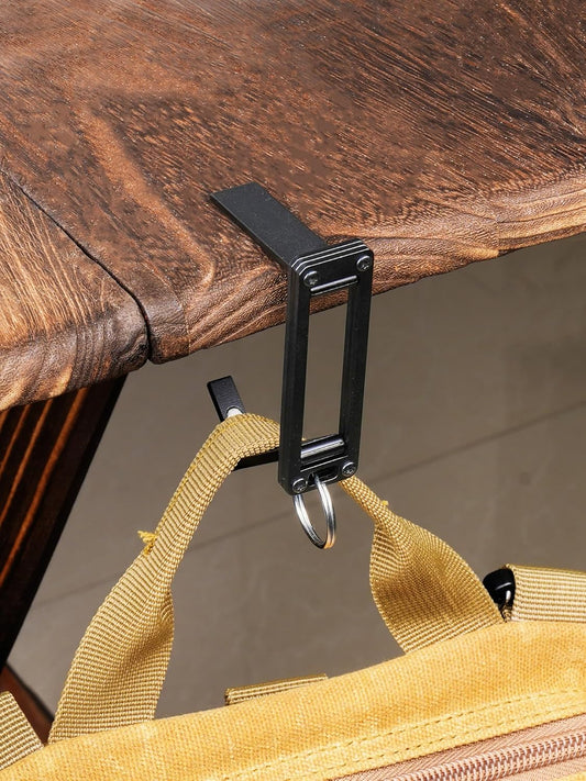 sayram ST5 Titanium Purse Hook for Table – Foldable Bag Hanger with Anti-Slip Arm – Portable Handbag Holder for Dining, Office, and Travel (Black)