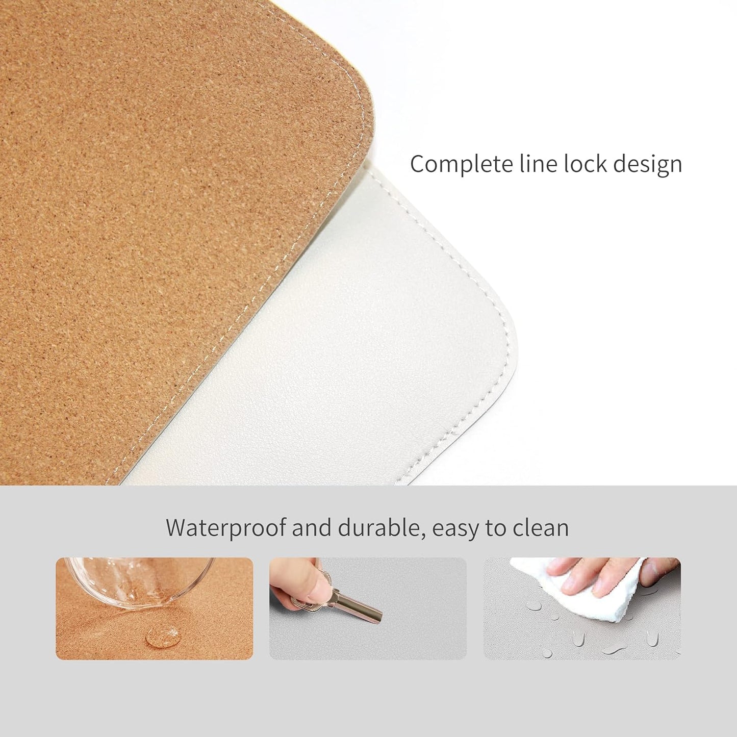 RENMTURE Dual-Sided Mouse Pad, Natural Cork & PU Leather Large Desk Pad for Office and Home Work, Desk Protector Non-Slip, Waterproof, Easy Clean (Olive Green, 32"x16")