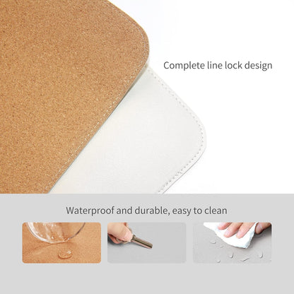 RENMTURE Dual-Sided Mouse Pad, Natural Cork & PU Leather Large Desk Pad for Office and Home Work, Desk Protector Non-Slip, Waterproof, Easy Clean (Olive Green, 32"x16")