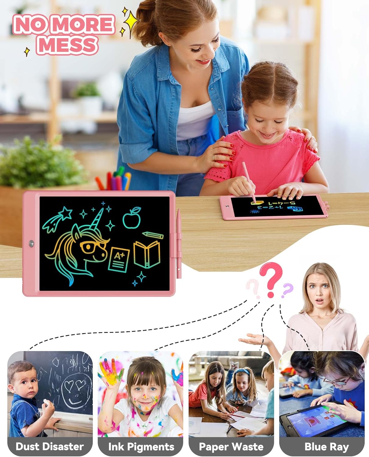 KOKODI 12 Inch LCD Writing Tablet with Anti-Lost Stylus, Erasable Doodle Board Colorful Toddler Drawing Pad, Car Travel School Games Toys for 3 4 5 6 7 8 Kids, Birthday Gift for Girls Boys Adults Blue