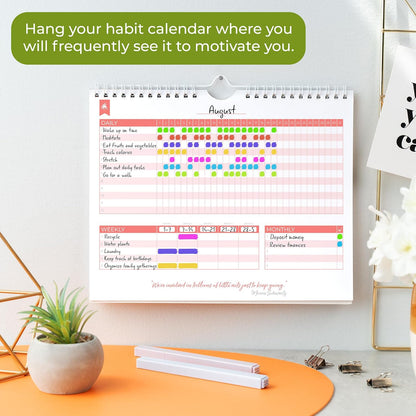 Clever Fox Habit Tracker Calendar – Inspirational Goal Tracker and Habit Calendar for Atomic Habits – Colorful Habit & Goal Planner Journal to Boost Productivity – 24 Months, 10″ x 8″ (Black)