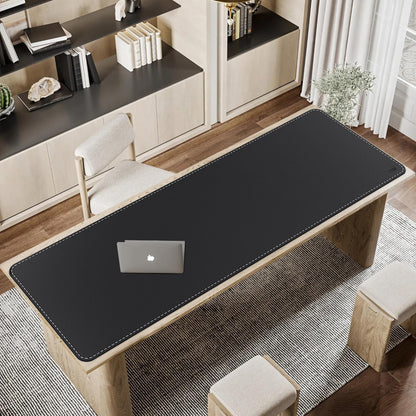 Vyaaa PU Leather & Cork Desk Mat, 39.4"x15.7" Dual Sided Computer Desk mat, Waterproof Large Mouse Pad, Non-Slip Office Desk pad, Office Desk Protector for Work/Gaming/Home (Black)