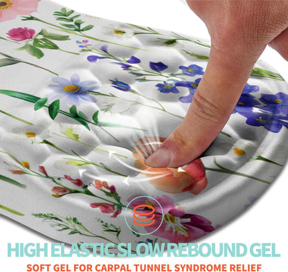 Ergonomic Mouse Pad Wrist Support with Memory Foam Massage Bulge, Carpal Tunnel Pain Relief Mousepad Wrist Rest for Mouse(12x8 inch, Silver Gray Light Purple)