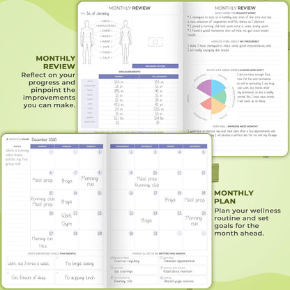 Clever Fox Fitness & Food Journal – Nutrition & Workout Planner for Women & Men – Diet & Gym Exercise Log Book with Calendars, Diet & Training Trackers - Undated, A5 Size, Hardcover (Forest Green)
