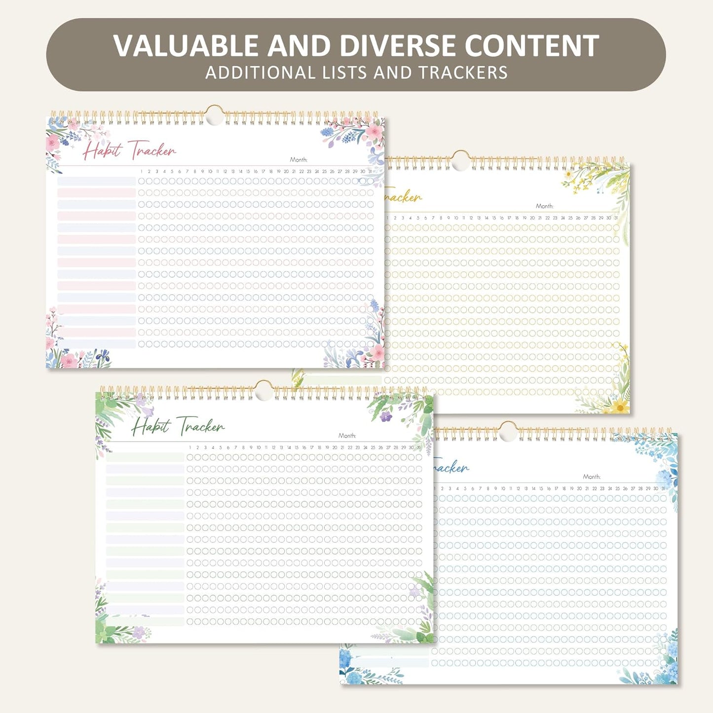 BIROYAL Habit Tracker Calendar 2026 (Undated 12 Months) - Daily Habit Tracker Jounal with Spiral Binding & Hanger - Goal Tracker - Motivational Monthly Habit Calendar - Productivity Tool and Workout Calendar - 8.6" x 11.2"