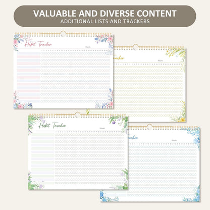 BIROYAL Habit Tracker Calendar 2026 (Undated 12 Months) - Daily Habit Tracker Jounal with Spiral Binding & Hanger - Goal Tracker - Motivational Monthly Habit Calendar - Productivity Tool and Workout Calendar - 8.6" x 11.2"