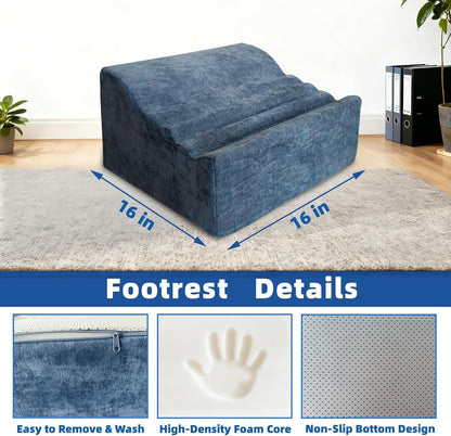 Foot Rest Under Desk, Ergonomic Foot Stool, Comfortable Office Footrest with Curved Design, with Washable Cover for Home and Office, Relieves Leg Pressure (Dark Gray)