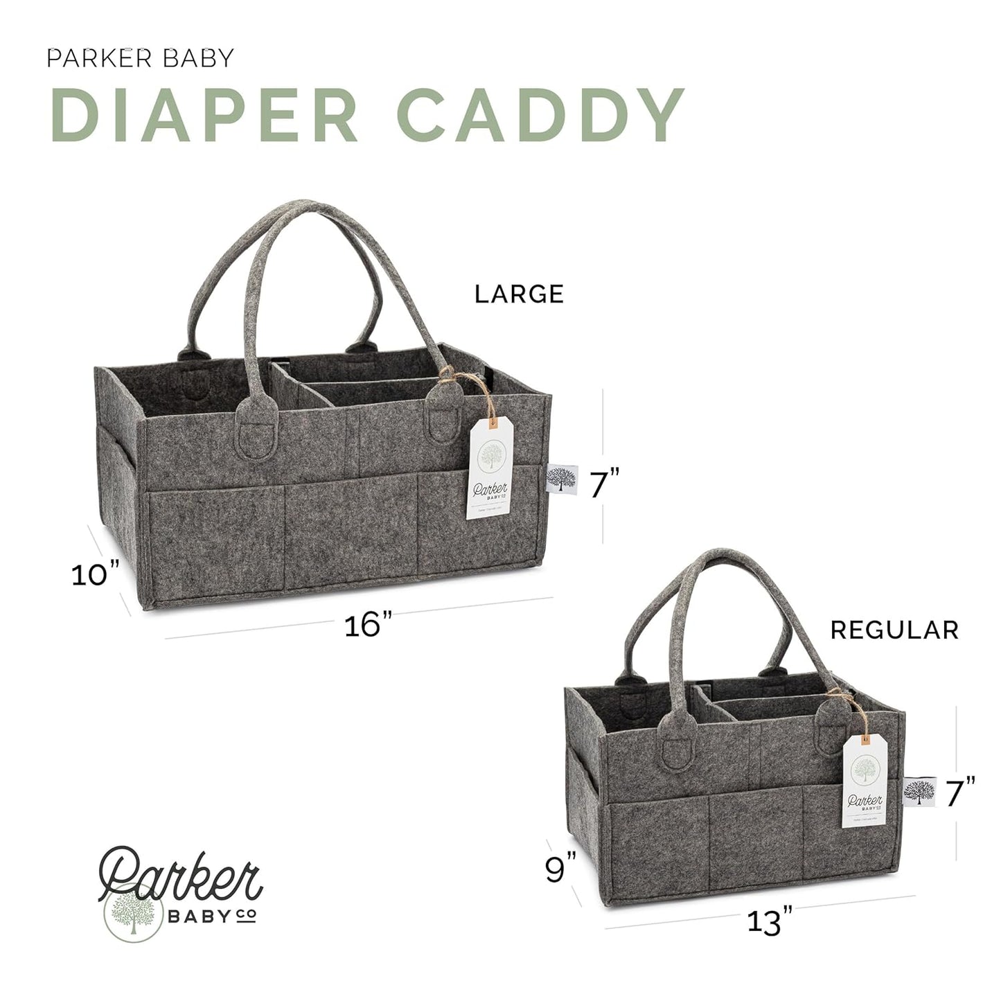 Parker Baby Diaper Caddy - Nursery Storage Bin and Car Organizer for Diapers and Baby Wipes - Oatmeal, Regular