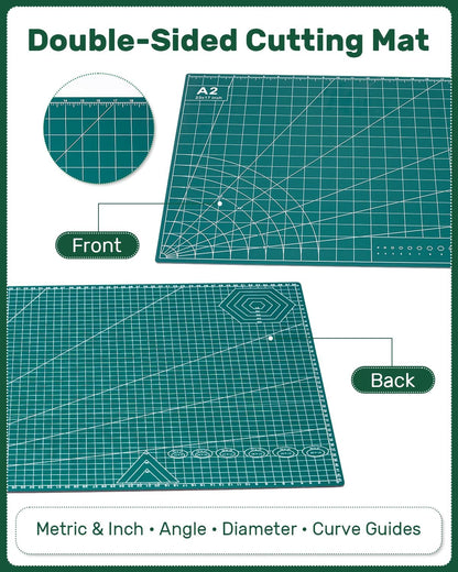 Self Healing Cutting Mat, 17" x 23", Double-Sided Rotary Cutting Mat for Sewing, Quilting, Scrapbooking & Craft, Large Craft Cutting Board for Hobby Use(A2)