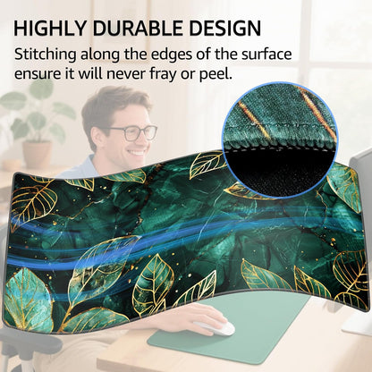 KTRIO Large Gaming Mouse Pad Desk Mat, Superior Micro-Weave Cloth for Precise Mouse Control, Non-Slip Rubber Base, Stitched Edges, Water-Resistant, for Gamer, Office & Home, 31.5" x 11.8" inches