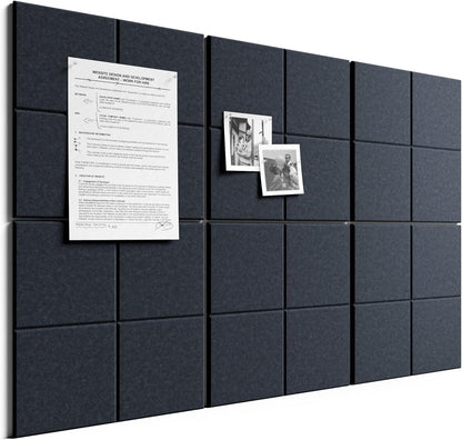Bumusty Large Cork Board Alternative-48 x 36" Felt Bulletin Board Tiles, with 30 Pushpins, 70 Adhesive Tabs, Bold-Stripe 12-Pack, Cork Boards for Office Push Pin Board Felt Board-Carbon Blue