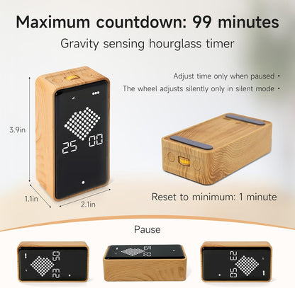 Sand Timer, Digital Hourglass Timer, Rechargeable Magnetic Visual Timer with Large LED Display, Adjustable Volume for Classroom, Cooking, Fitness, Baking, Kids Learning & Teaching
