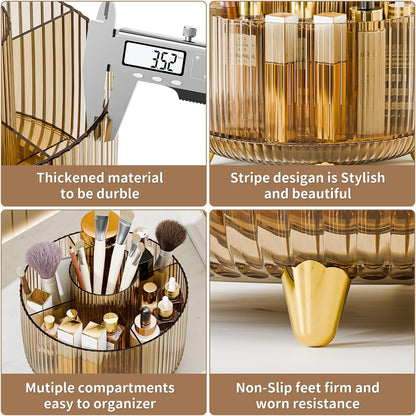 fanado 360° Rotate Makeup Brush Holder Organizer, Makeup Organizers Countertop, Makeup organization and Skincare Storage for Vanity, Desktop, Bathroom (White)