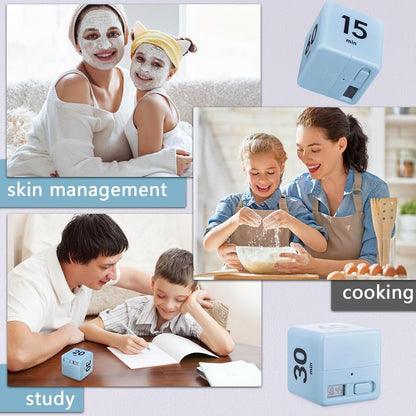 Weewooday 2 Pieces Cube Productivity Timer Flip Gravity Sensor Flip Countdown Countup Workout Timer Management 1 3 5 10 Minutes and 15 20 30 60 Minutes for Work Learning Kitchen Cooking(Green, Blue)