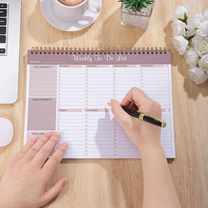 Weekly To Do List Notepad, 8.5''x11'' Weekly Desk Planner with 52 Tear Off Sheets Undated Weekly Planner Habit Tracker & Productivity Organizer for Home School and Work, Light Green