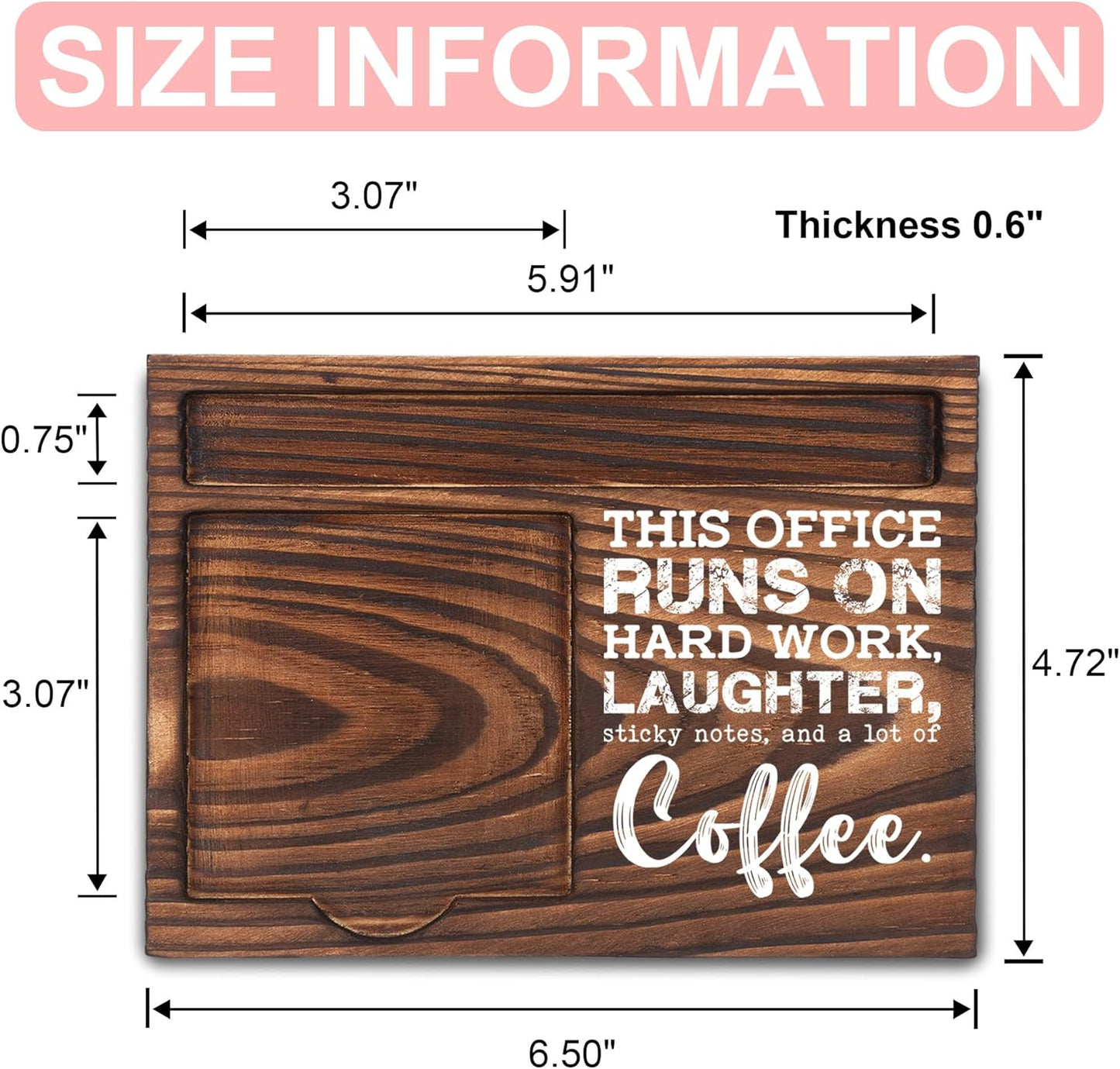 Inspirational Motivational Gifts, Encourage Gifts, Recovery Gifts, Little Reminders Sticky Note Holder, Post-it Note Dispenser for Desk, Wooden Post-it Note & Pen Holder 6.5" x 4.7" - FTA121