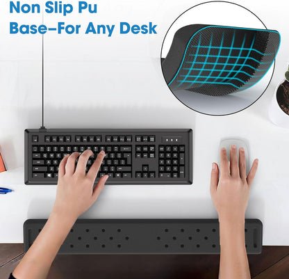 MEKASS L-Shaped Desk Wrist Rest Elbow, Forearm & Wrist Comfort Support for Table or Desk Edge, Non-Slip, Memory Foam Padding 2-Piece Set (Oval Black