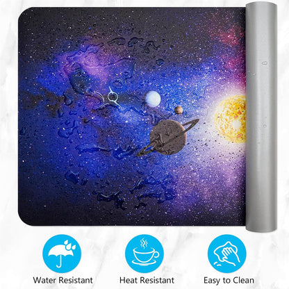 Dual-Sided Desk Pad, Large Mouse Pad - Natural Cork & PU Leather Non-Slip Waterproof Desk Mats for Office and Home (Blue, 31.5" x 15.7")