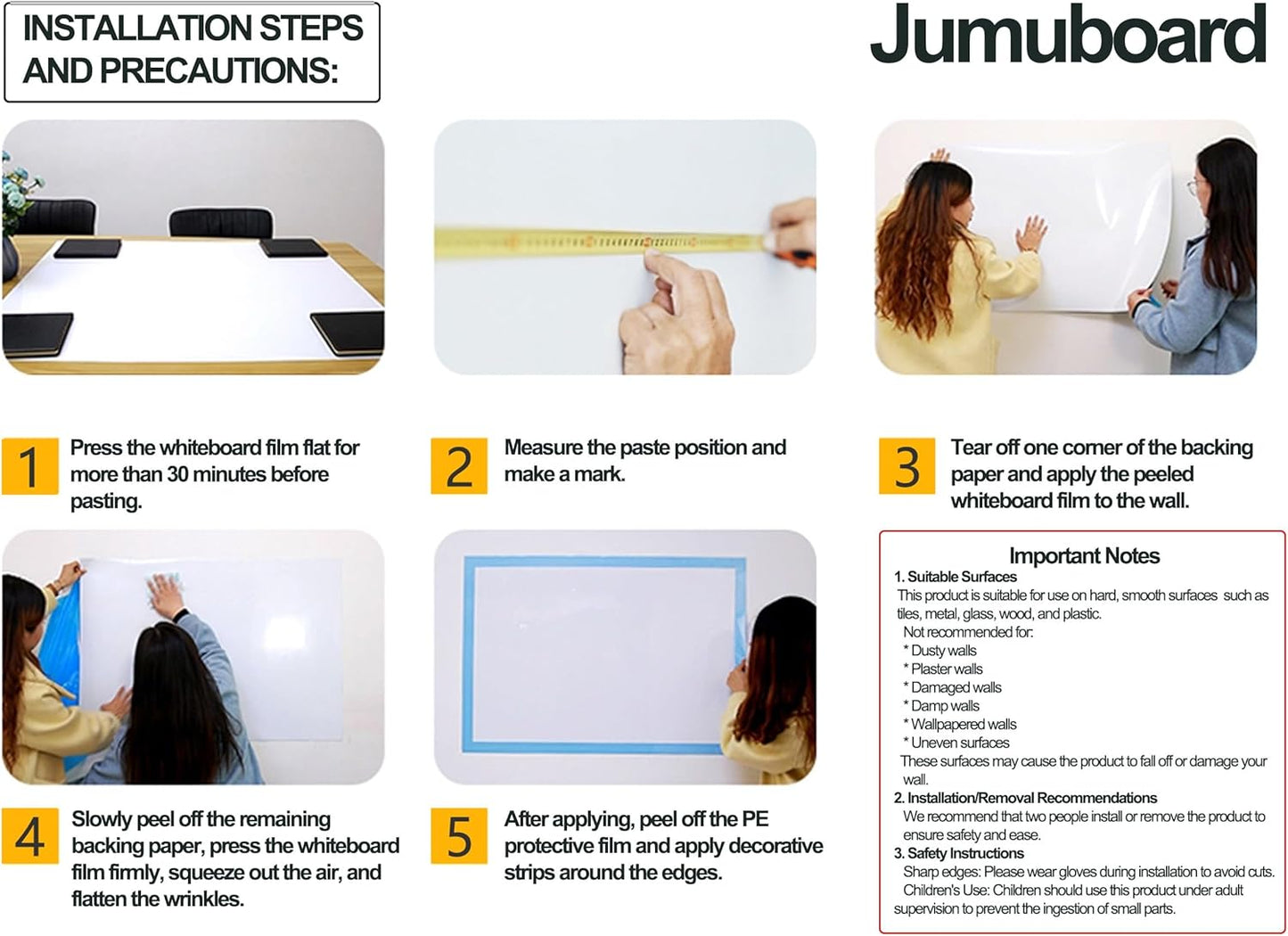 Self-Adhesive Dry Erase Whiteboard Sticker, 31.50" x 15.75" Magnetic Receptive White Board Wall Film, No Ghosting, Easy Write & Clean | Peel & Stick for Office, Home & Classroom,Incl. Accessories