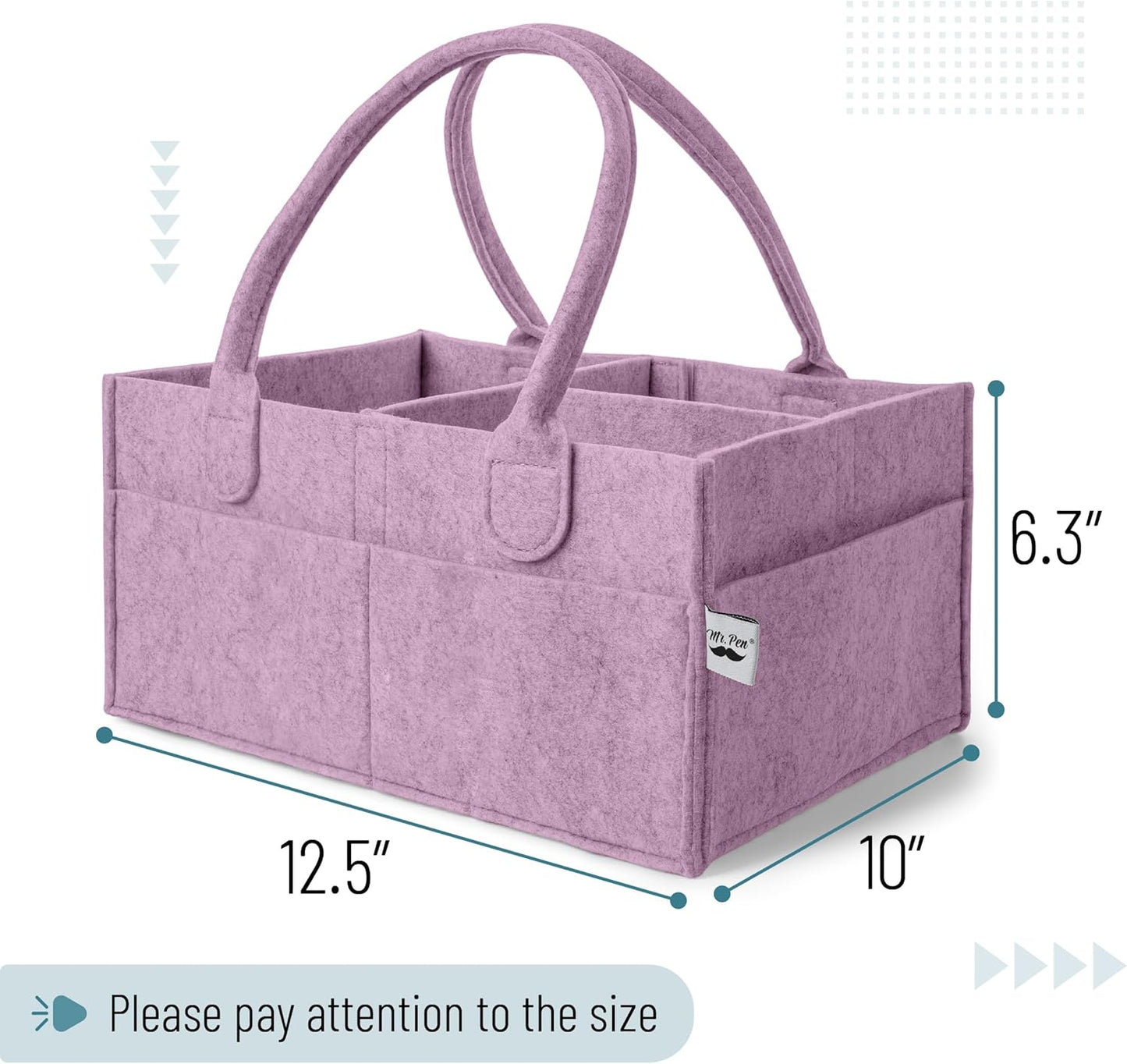 Mr. Pen- Baby Diaper Caddy Organizer, Gray, Medium, Nursery Storage Bin and Car Organizer for Diapers and Baby Wipes