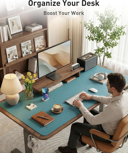 Aothia Leather Desk Pad Protector, Mouse Pad, Office Desk Mat, Non-Slip PU Leather Desk Blotter, Laptop Desk Pad, Waterproof Desk Writing Pad for Office and Home (Brown,23.6" x 13.7") - Colors B