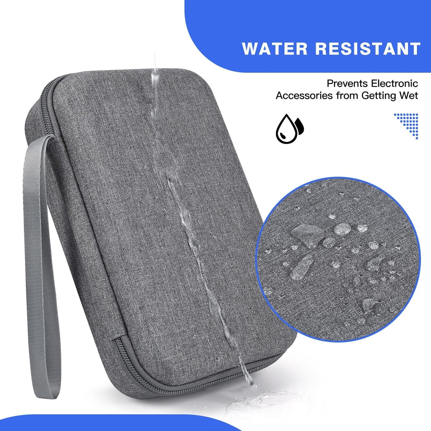Hard Travel Electronic Organizer Case for MacBook Power Adapter Chargers Cables Power Bank Apple Magic Mouse Apple Pencil USB Flash Disk SD Card Hard Drive Waterproof Shockproof Carrying Bag, Black