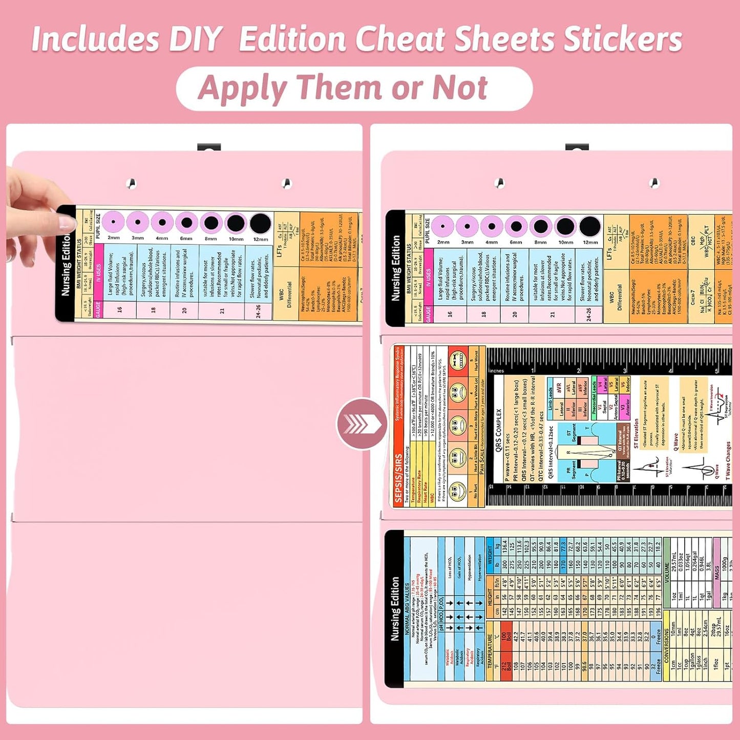 Clipboard Foldable Without Edition Cheat Sheets Aluminum 3 Layers Foldable Clipboards Pocket Size Profile Clip Clipboards Notepad for Students, Nurses,Contractor Trucker Driver