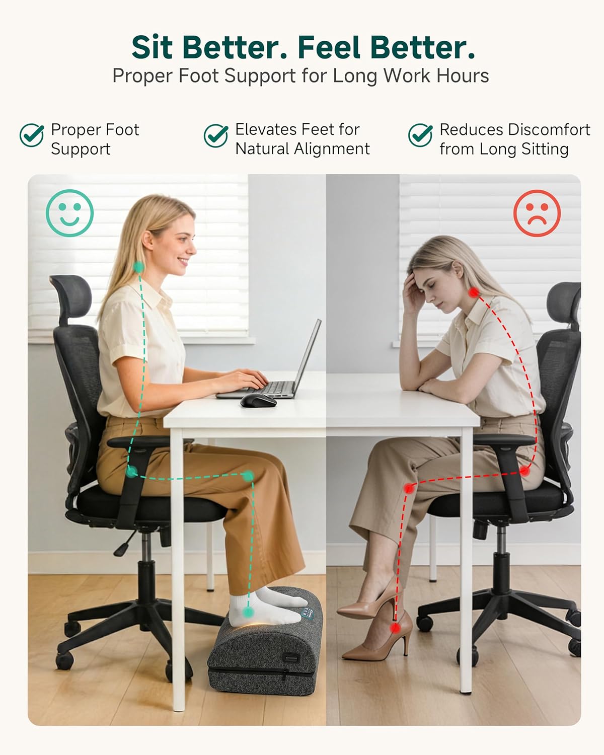 Snailax Heated Foot Rest Under Desk at Work, FSA Eligble Desk Foot Stool with Heat & Vibration Massage, Adjustable Height, 2 Heat Levels Foot Warmer Feet Heater for Office Chair, Gaming Home Use