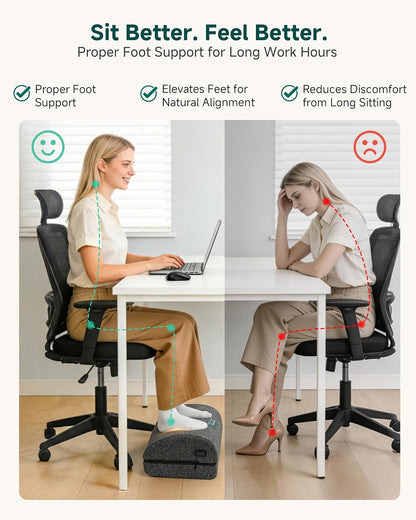 Snailax Heated Foot Rest Under Desk at Work, FSA Eligble Desk Foot Stool with Heat & Vibration Massage, Adjustable Height, 2 Heat Levels Foot Warmer Feet Heater for Office Chair, Gaming Home Use