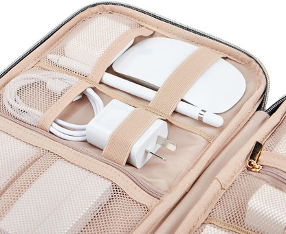 NISHEL Travel Cord Organizer Case, Tech Electronic Bag, Essentials for Charger, Cable, Phone, Hard Drive, USB, SD Card, Pink