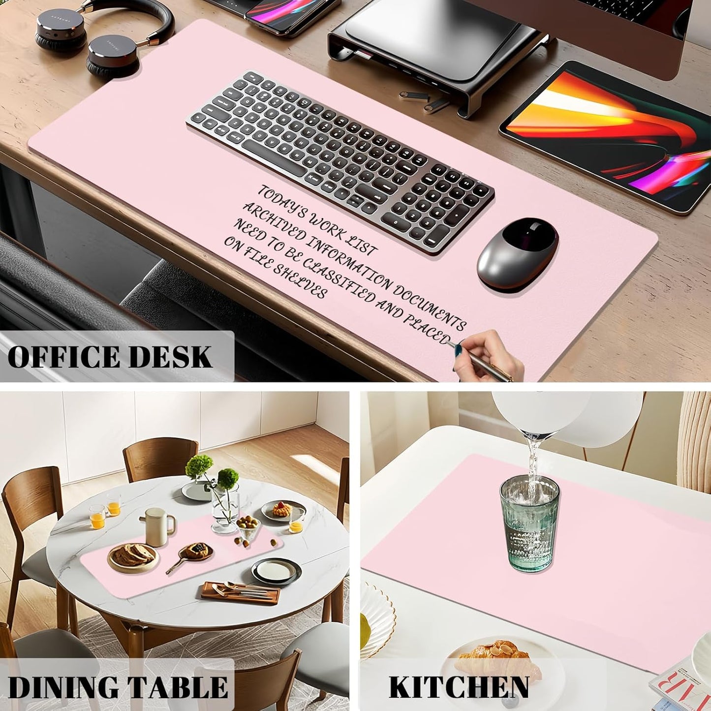 Dry Erase Desk Mat, Waterproof Desk Pad, Erasable Writing White Board for Making Plans, Non-Slip Large Desktop Protector for Office, Home, School 31"x13" (Blue)