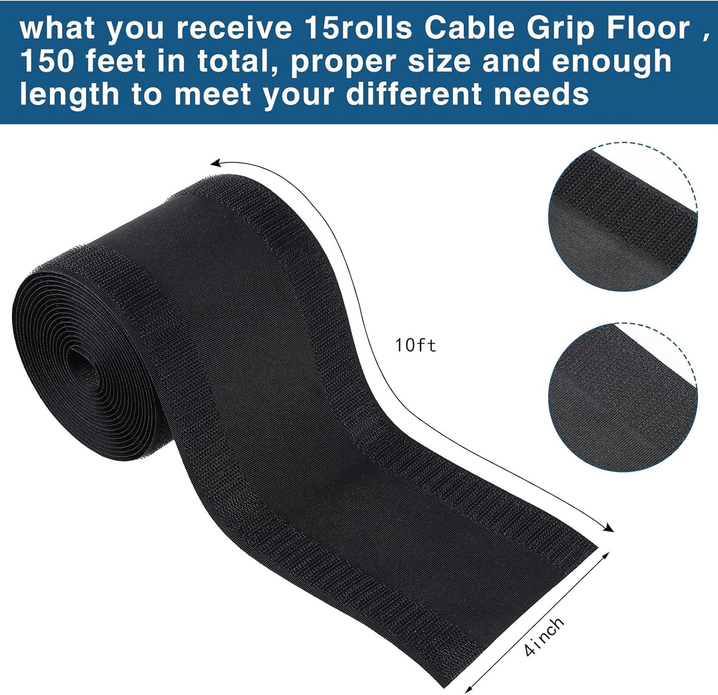 WILLBOND Carpet Cord Cover Cable Protector Floor Cover Cable Protector Management Only for Commercial Office Carpet(19.69 ft,Black)