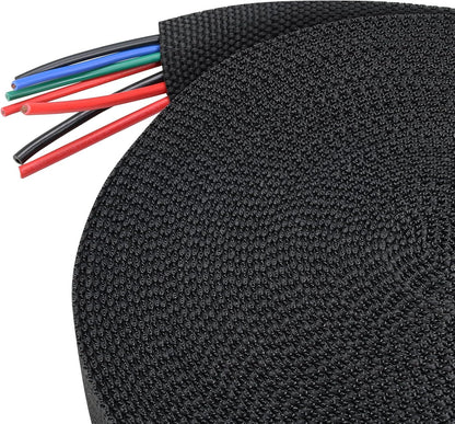 Braided Sleeving Heat Shrinkable Fabric 2:1 Ratio- Abrasion Protection Flexibility Wiring Harness Cable Sheath (3/8" ID, 16ft) - Colors A