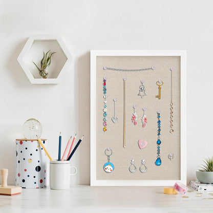 DAHAPYBOO Cork Board with Linen White,Bulletin Board 17"x12" Hanging Corkboards for Office Home School Message Board or Vision Board Decoration.