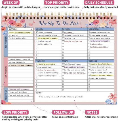 104 Pgs Weekly To Do List Notepad, 52 Duplex-Printed Undated Sheets 100 GSM（8.5"×11") Weekly Desk Planner For Work Home School Office Desk Accessories Supplies & Goal Setting Tasks - Green