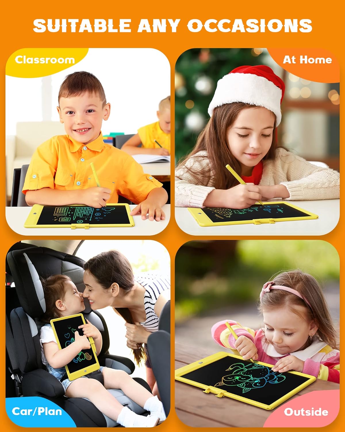 Bravokids 12 Inch LCD Writing Tablet for 3 Year Olds - Electronic Drawing Pad and Doodle Board as Educational Birthday Gifts for Girls and Boys (Pink)