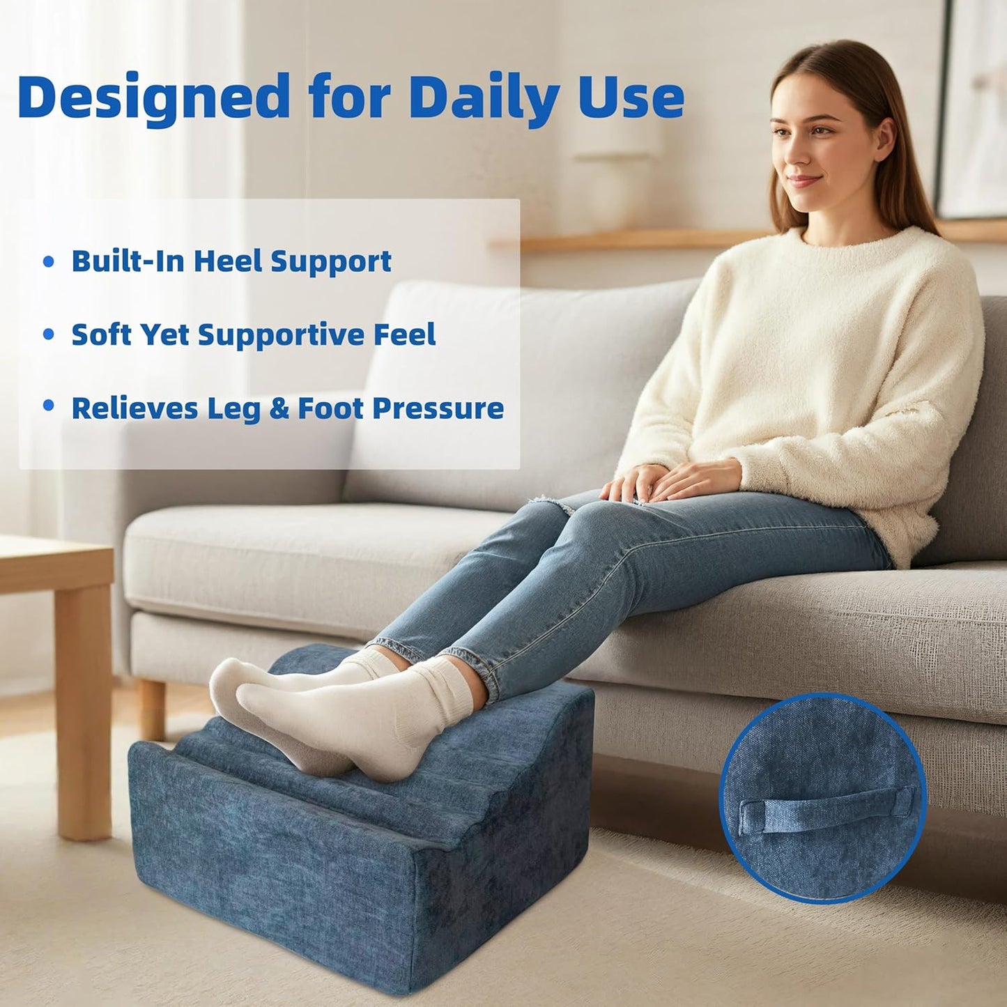 Foot Rest Under Desk, Ergonomic Foot Stool, Comfortable Office Footrest with Curved Design, with Washable Cover for Home and Office, Relieves Leg Pressure (Dark Gray)