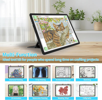 Phylosal Rechargeable A4 LED Light Pad with Built-in Stand, Magnetic Tracing Light Box for Drawing, Diamond Art Light Board with Side Button, Super Bright Light Table for Diamond Painting, Sketching