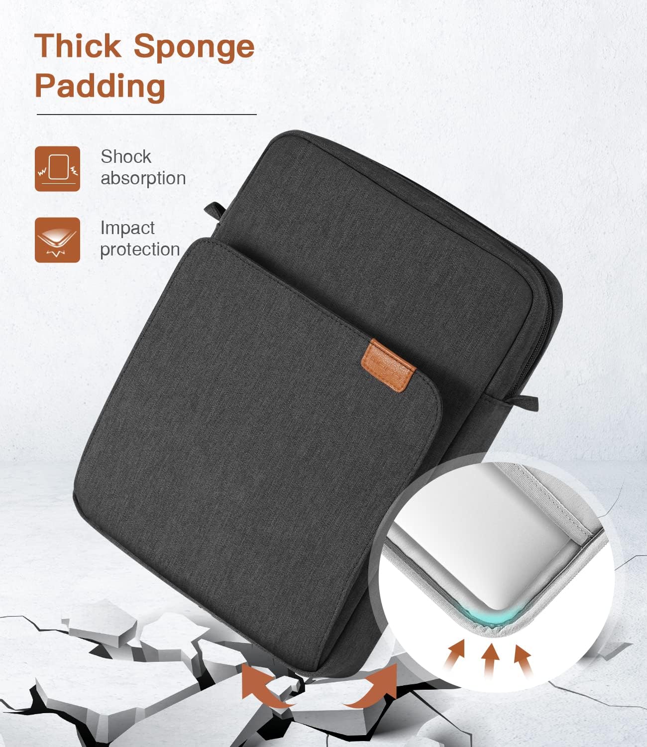 MoKo 13 Inch Tablet Sleeve Bag, Fits with 13 Inch New iPad Pro M5 & Air M4/M3, iPad Pro 12.9 M2&M1,Surface Laptop Go 12.4,Galaxy Tab S8+/S9+ 12.4,Handle Carrying Case with Shoulder Strap,Black &Gray