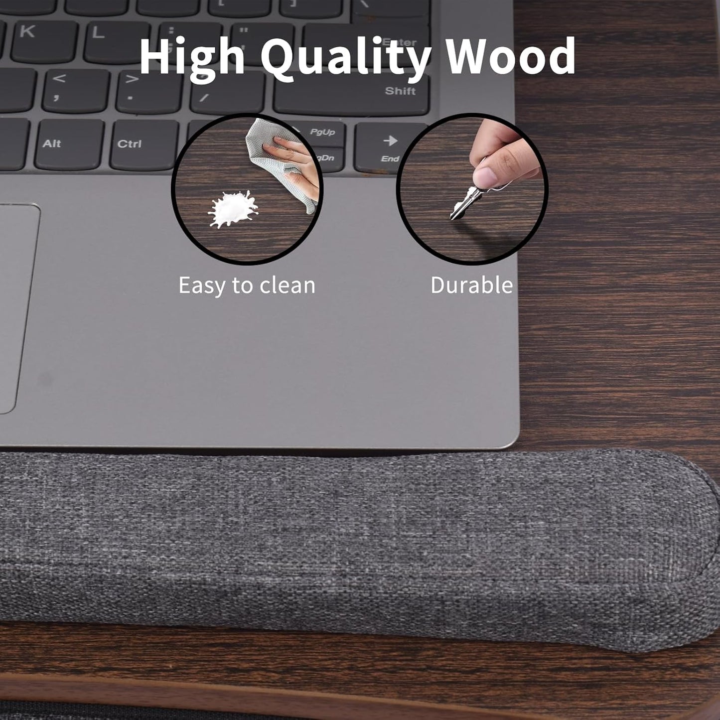 Home Office Lap Desk with Wrist Rest Wrist Rest, Mouse Pad, and Phone Holder Large Laptop Bed Desk for Notebook, Laptop, Tablet, Lap Stand Fits Up to 17 Inch Laptops (Woodgrain)