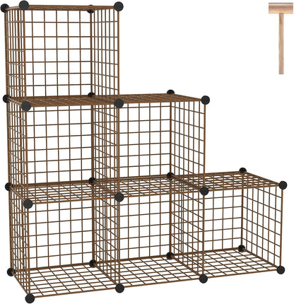 C&AHOME Wire Cube Storage, 6 - Cube Organizer Metal C Grids, Modular Shelves Units, Storage Bins Shelving, Closet Organizer, Ideal for Home, Office, Living Room, 36.6”L x 12.4”W x 36.6”H Black