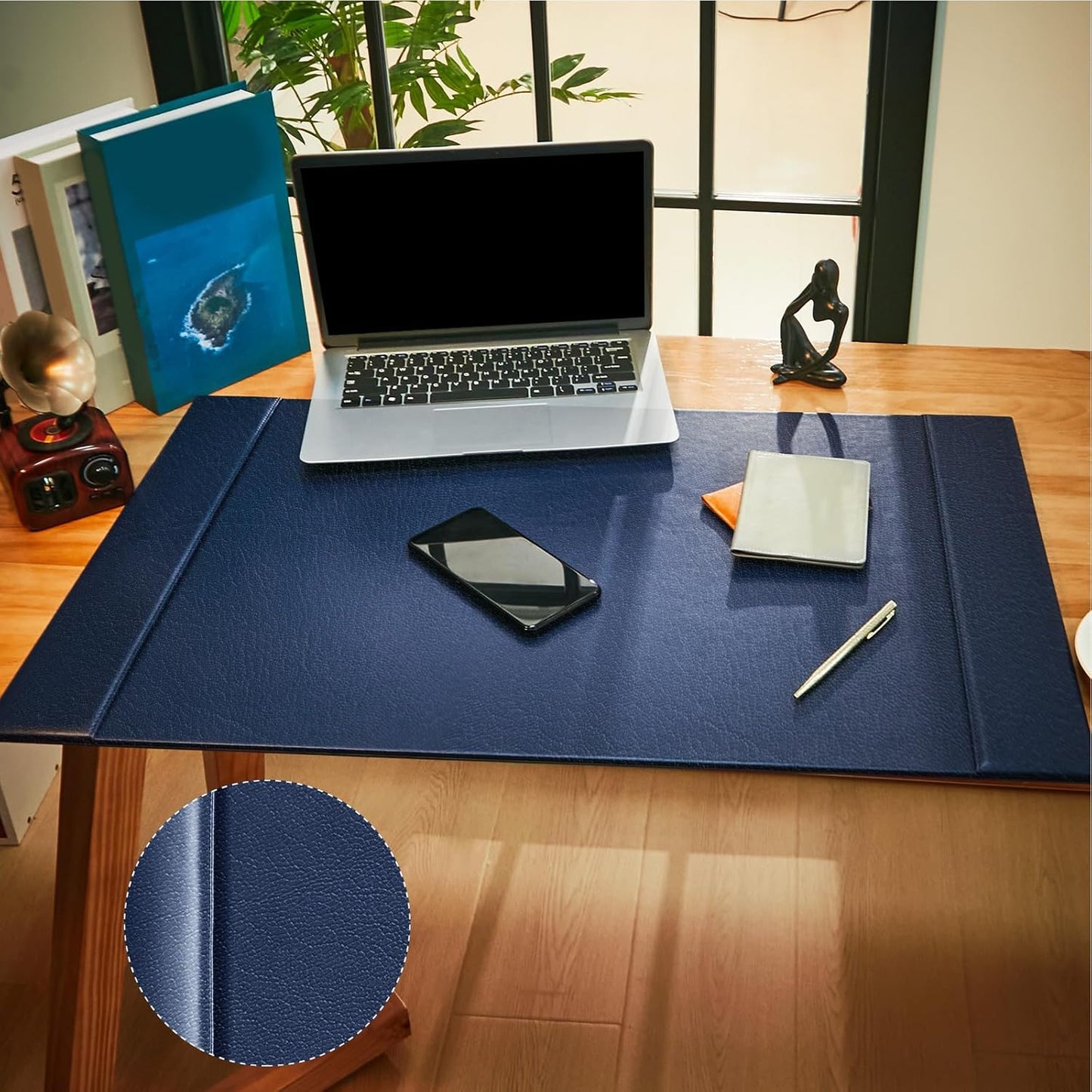 30 x 18 Inch Leather Desk Pad Protector with Side Rails, Executive Office Desk Mat for Home Workspace, Writing Surface, Mouse & Keyboard Pad, Elegant Gift for Men Dad Husband (Brown)