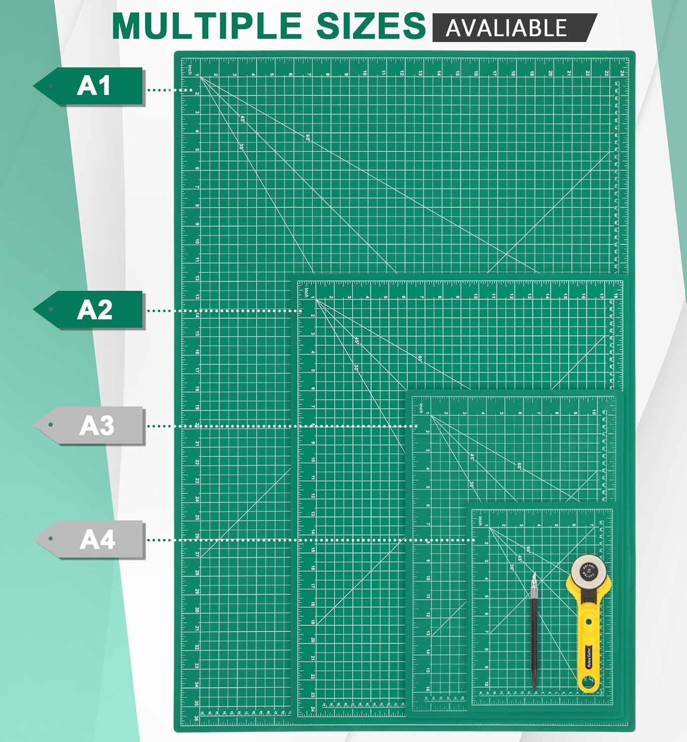 Density-upgraded 18"x12" Self Healing Cutting Mat, Idemeet Rotary Sewing Mat for Crafts, 5-Ply Blade Table Protector Cut Board for Fabric Leather Cutting Quilting Modeling Hobby Project, A3, Black