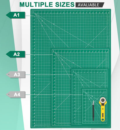 Density-upgraded 18"x12" Self Healing Cutting Mat, Idemeet Rotary Sewing Mat for Crafts, 5-Ply Blade Table Protector Cut Board for Fabric Leather Cutting Quilting Modeling Hobby Project, A3, Black
