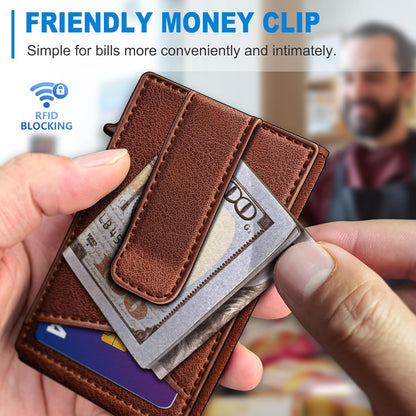 miyozi Airtag Wallet for Men Money Clip 9-Card Pop-Up Credit Card Holder with ID Window RFID Blocking Metal Case Magnetic Closure Front Pocket Wallet Gift Box | with Money Clip