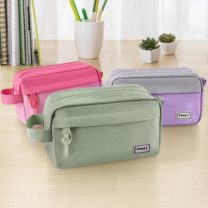 Sooez Original High Capacity Pencil Case, Big Pencil Bag Pouch Box Organizer Pen Case, Aesthetic Supply for Girls Adults, Portable Journaling Supplies with Easy Grip Handle & Loop, Mint Green
