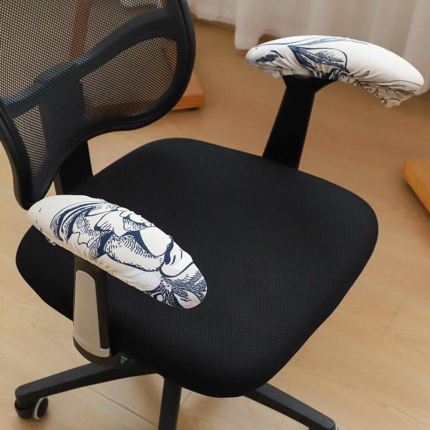 FORCHEER Office Chair Armrest Covers 12-15 Inch Velvet Elastic Black Arm Rest Covers for Desk Computer Chairs Washable